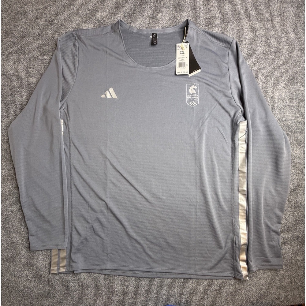 adidas‎ 2025 BOSTON MARATHON Participant Long-Sleeved  Men's Gray 2XL